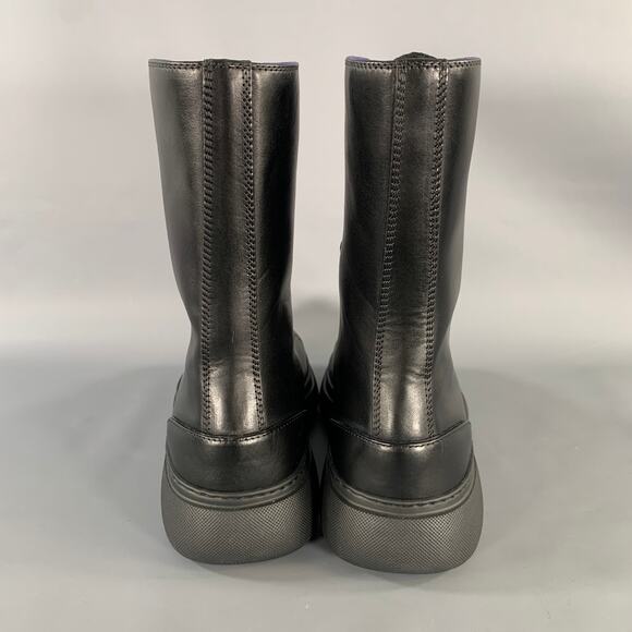 BURBERRY Size 10 Black Leather Lace Up Boots main image 5